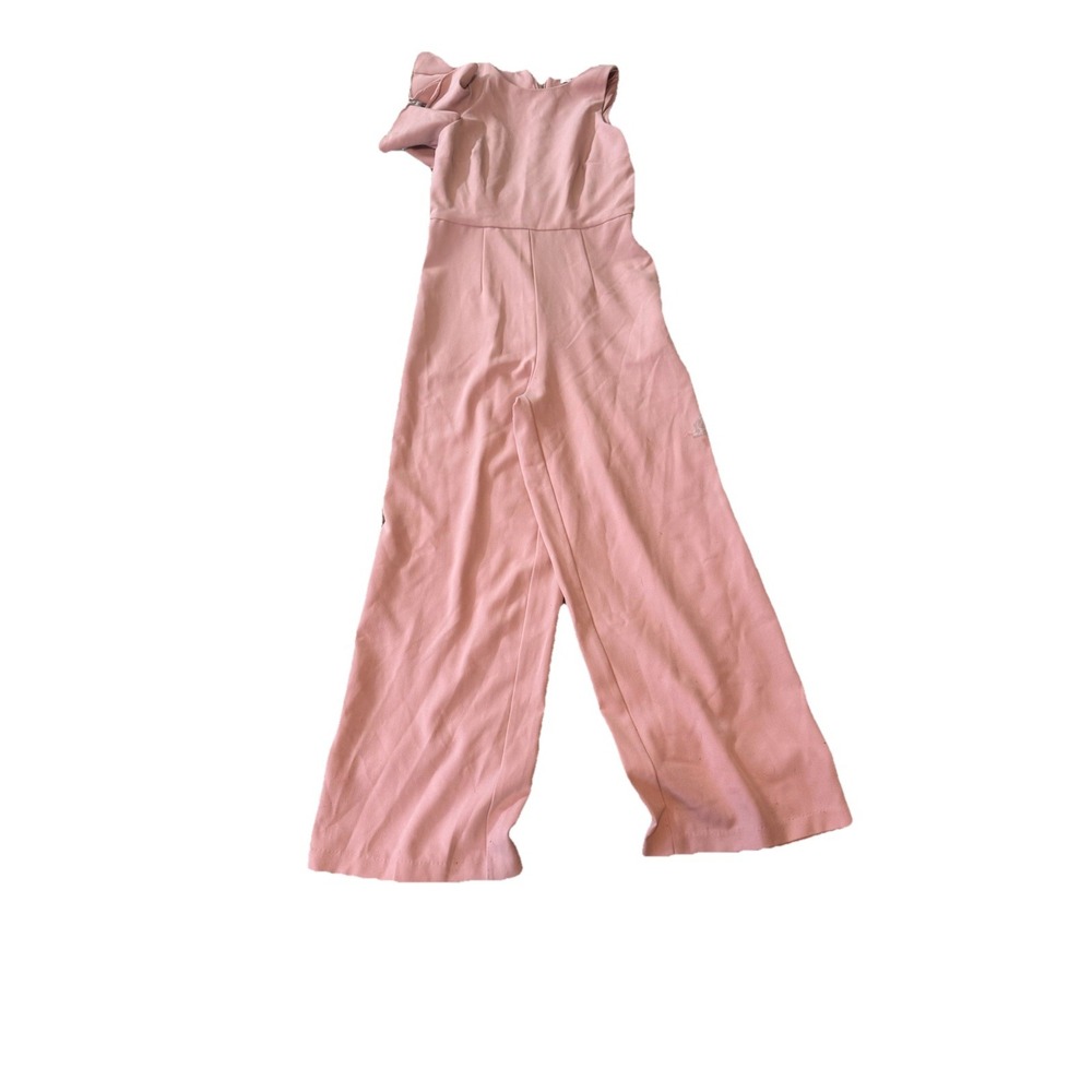 Julia Jordan Pink Ruffle Sleeve Jumpsuit Romper Pockets Size 4 Wide Leg Evening